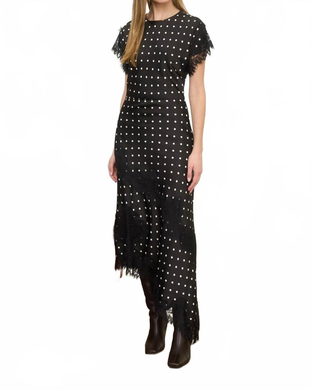 NEW ZOE AND CLAIRE women's polka dot lace midi dress in black